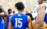 Kentucky basketball practice huddle (Photo via Chet White | UK Athletics)